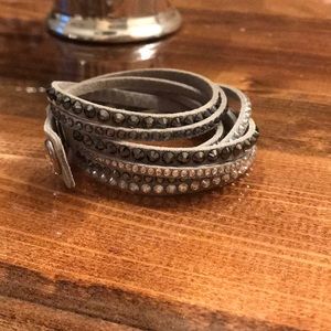 Swarovski crystal leather cuff